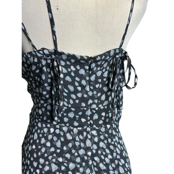Le Lis black gray print ruffled romper size Large - Picture 9 of 16